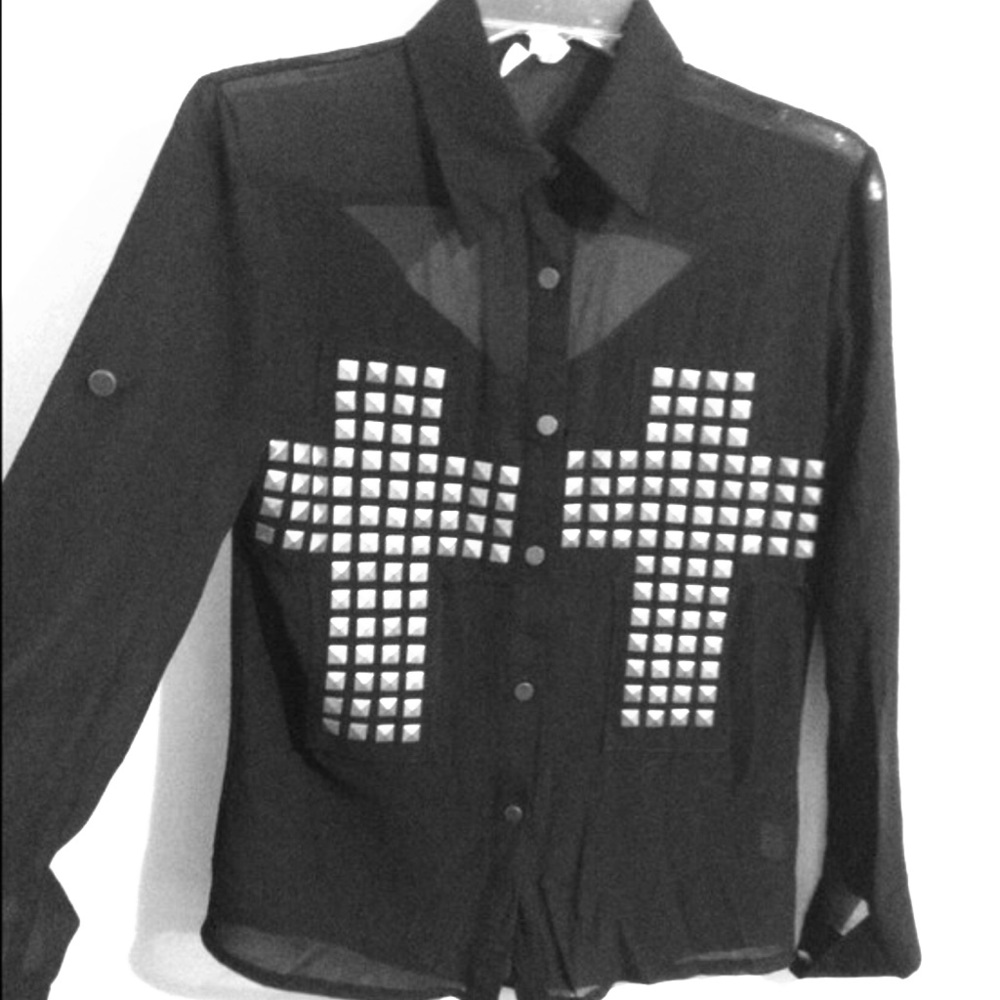 Studded Chiffon Button Up